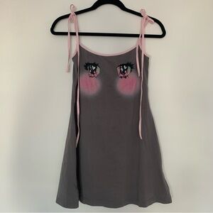 Gray Dress with Pink Anime Eye Design